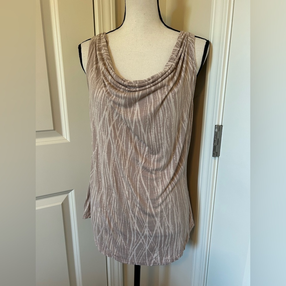 Elegant Beige patterned Sleeveless tank Top